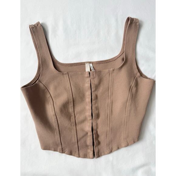 Chocolate USA Hook-and-Eye Corset Top Medium cottagecore coquette balletcore - Picture 2 of 7